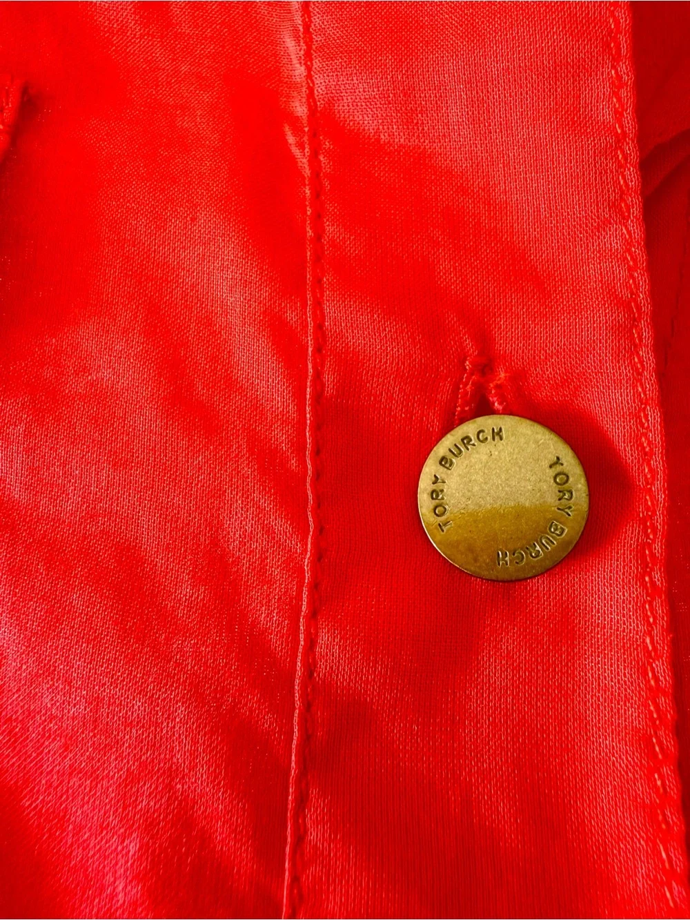 Tory Burch Coral Red Button-Front Utility Shirt